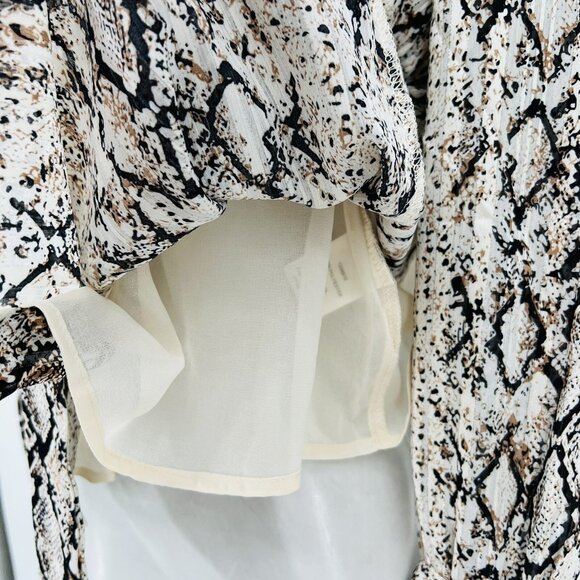 NWT Joie Women's Snake Print Tie Neck Long Sleeve Lined Shimmer Tan Blouse Sz XS - Picture 7 of 11